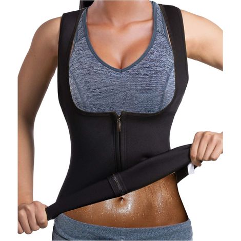 Chaleco moldeador adelgazante para mujer, corsé de neopreno, camiseta de tirantes tipo sauna con cremallera, camiseta moldeadora para perder peso. (1/5)