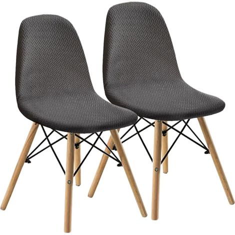 Housses de chaise jacquard extensibles, lot de 2, gris foncé (1/5)