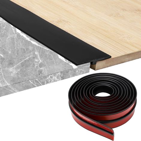 Profilé de Seuil Adhésif - 1 Pièce - PVC Noir - Transition Sol Lisse - Intérieur Porte et Couloir - 200x5 cm (1/5)