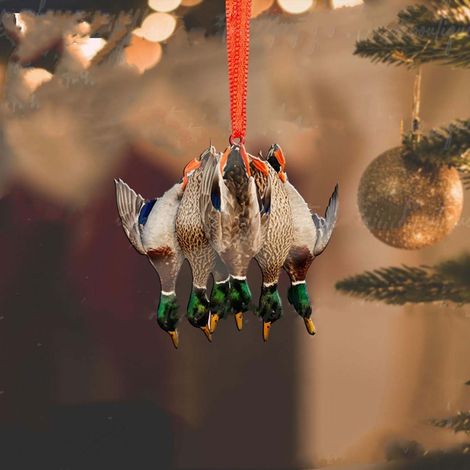 Ornement De Chasse Au Canard - Ornement Plat Pour Arbre De Noël - Canard Colvert - Décoration Personnalisable - Lot De 3 (1/5)