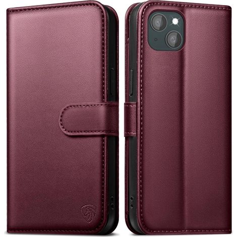 EASDNB iPhone 15 Handyhülle Weinrot Schutzhülle RFID Standfunktion (1/5)