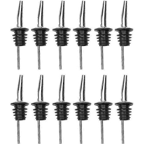 12-teiliges Set klassischer Flaschenausgießer aus Edelstahl mit konischem Ausguss und Gummikappen für Restaurants-12 pieces (1/5)