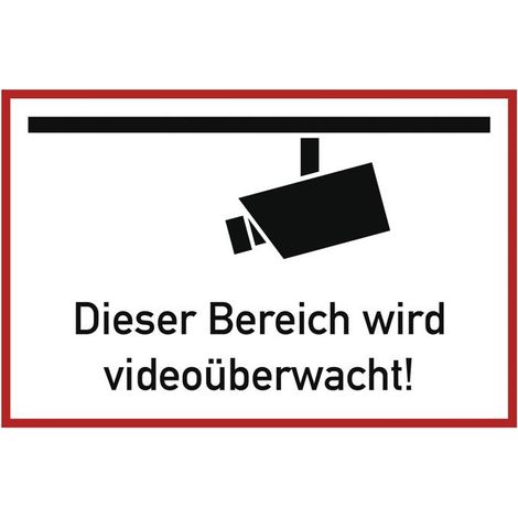 Hinweiszeichen Videoüberwacht L300xB200 mm weiß schwarz Kunststoff