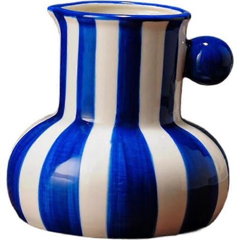 Vase en céramique colorée, pot de fleurs, décoration de table, ornement, composition florale, vase à fleurs, décoration esthétique de chambre, bleu (1/5)