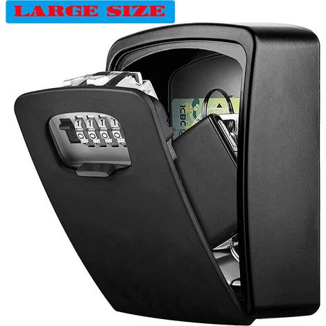 Wall Mounted Key Safe Box with Secure 12 Digit Combination Weatherproof Outdoor Lock Box for Keys Sturdy Metal Build Drop Tested Ideal for Home Business Garage Grey
