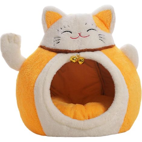 1 Maison pour chat,forme Maneki-neko,coton PP,antidérapante,avec clochette,pour petits chats et chiens (1/5)