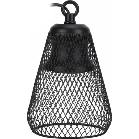 Abat-jour anti-brûlure pour lampe chauffante E27 – Protection suspendue en métal pour reptiles, tortues, serpents et lézards – ,câble long 145 cm, compatible avec toutes ampoules E27 (non incluse) (1/5)