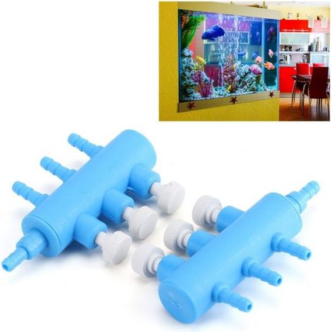 Séparateur d'aquarium Connecteur de Valve de Contrôle Volume d'Eau Plastique animalerie aquarium 3 têtes 2 vendues en une (1/4)