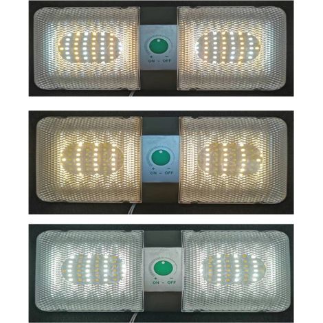 Lampe de lecture tricolore à intensité variable par simple pression pour camping-car, éclairage de cabine LED, plafonnier 12 V, éclairage marin/yacht (double éclairage, intensité variable par simple p (1/3)