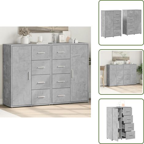 The Living Store Sideboards 2 Stk. Betongrau 60x31x84 cm Holzwerkstoff - Sideboard - Wohnzimmermöbel - Holzmöbel - Grau - Regal (1/5)
