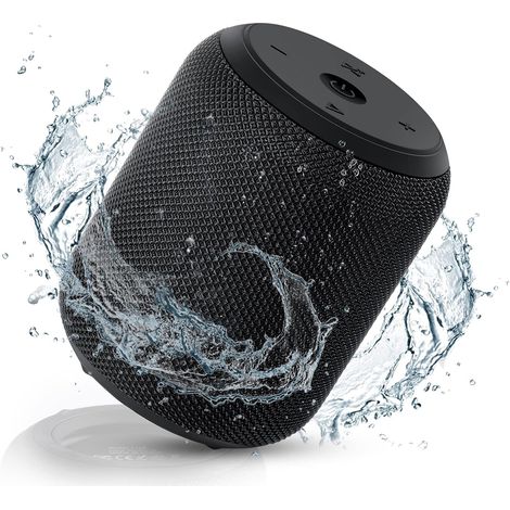 Enceintes sans fil d'extérieur, son stéréo puissant de 15 W, basses renforcées, portée sans fil de 30 mètres, étanche IPX6, idéales pour la douche et les voyages. (1/4)