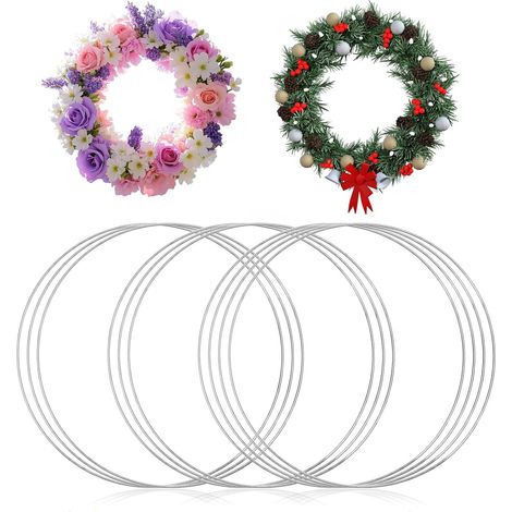Cercle Métal pour Décoration - Lot de 10 Pièces - Acier Argenté 3mm - Support Couronne Florale - Mariage et Fêtes - Diamètre 30cm (1/5)