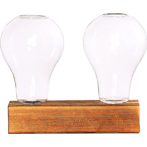 Vase hydroponique double rétro en verre transparent coloré pour lierre vert décoration créative bureau maison (1/5)