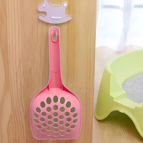 Pelle à litière pour chat en plastique, lot de 2 pièces, couleur rose, pratique pour le nettoyage du bac à litière