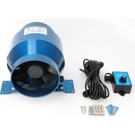 Ventilateur de conduit bleu de 4 pouces, 18W, AC 220V, faible bruit de fonctionnement, Booster pour salle de bains, atelier, cuisine, sous-sol (1/5)