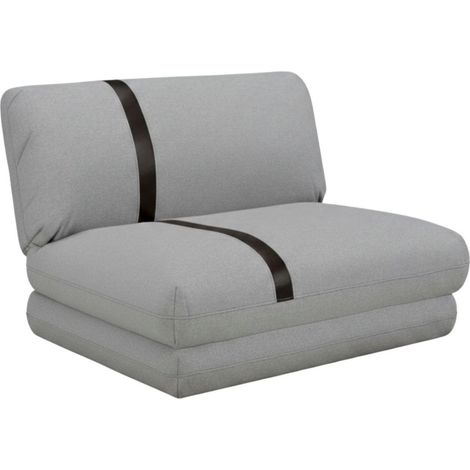 Chauffeuse convertible multipositions tissu Gris chiné avec bande noire - BAKARY (1/5)