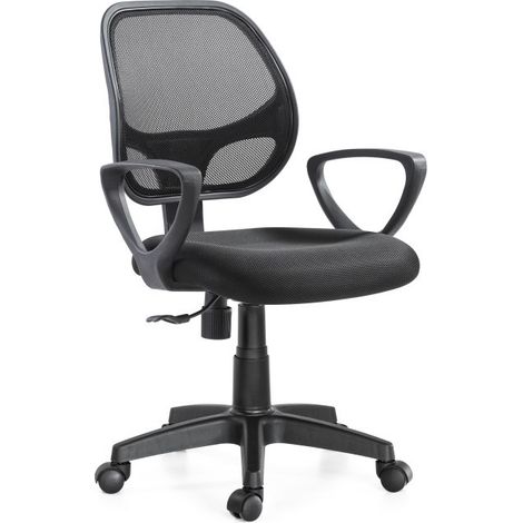 Drehbarer Bürostuhl aus dunkelgrauem Stoff mit verstellbarer Höhe und Armlehnen
