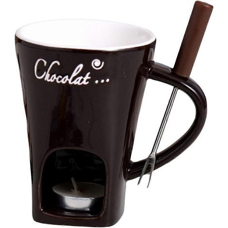 Ensemble de tasses à fondue pour chocolat, fromage, lait et crème - Marron (1/5)