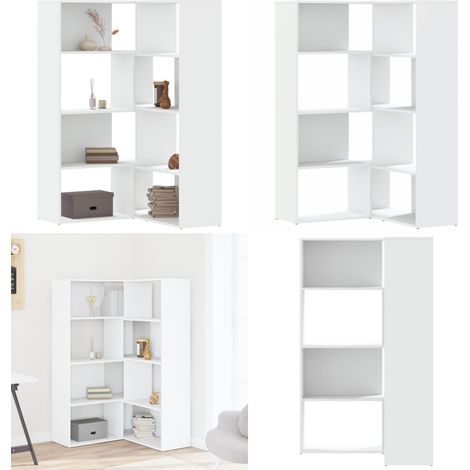 vidaXL Bibliothèque d'angle à 4 niveaux blanc bois d'ingénierie (1/5)