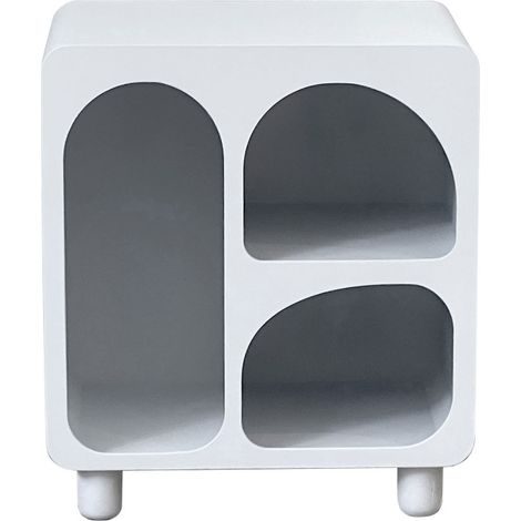 Drawer – Table de chevet 3 niches en bois médium peint – Dimensions 50x30x44 cm – Pieds en bois massif de pin – Style contemporain (1/5)