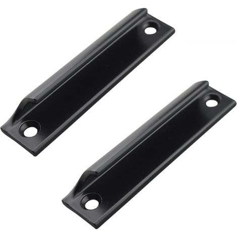Sollbry 2 manijas de aleación de aluminio para puertas interiores, balcones y exteriores, para ventanas, herrajes para muebles con 4 tornillos (negro) (1/5)