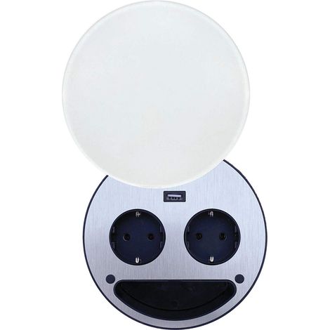 Bloc multiprise Schuko - Chargeur USB - Blanc