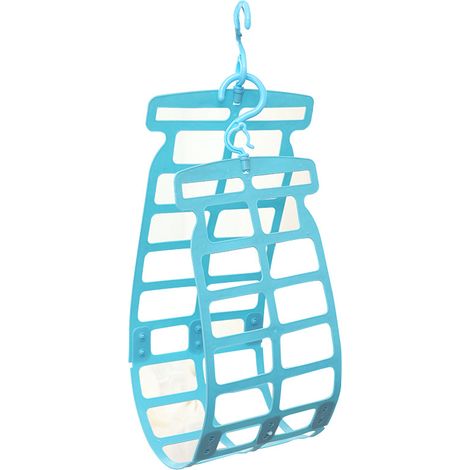 Porte-Séchage Jouets En Plastique - Crochets Doubles Réglables - Pour Peluches Et Oreillers - Rotation 360 Degrés - Bleu - 1 Pièce (1/5)