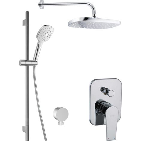 kielle Harmonia - Set de douche avec mitigeur encastré, 2 sorties, avec accessoires et corps d’encastrement, chrome 20623SP10 (1/5)