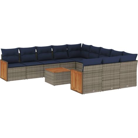 Maison Exclusive - Set Divani da Giardino 12 pz con Cuscini Grigio in Polyrattan (1/5)