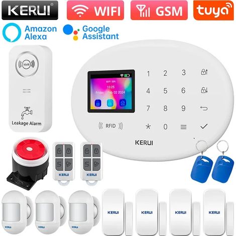 (Pack 13) Kit de sécurité pour maison intelligente, prend en charge les alarmes à double réseau WiFi et GSM et comprend un détecteur de mouvement infrarouge. (1/5)
