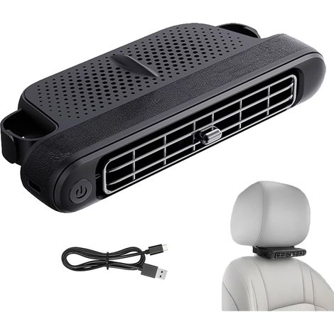 Ventilateur de voiture USB portable, avec 3 vitesses, double flux d'air réglable, ventilation puissante à 180°, faible niveau sonore, pour voiture et camion. (1/5)
