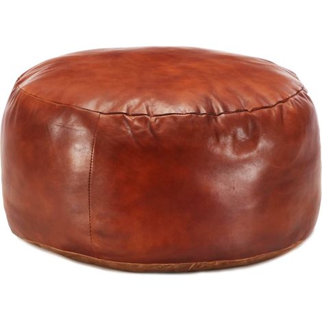 Pouf Hellbraun 60 x 30 cm Echtes Ziegenleder