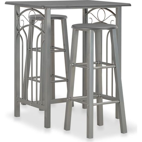Ensemble de bar 3 pcs Bois et acier Anthracite (1/5)