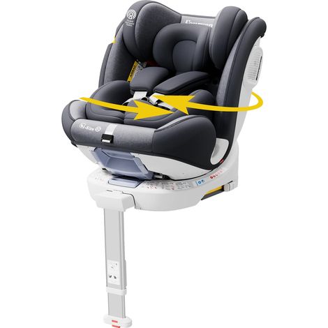 Siège auto pour enfant, rotatif à 360°, connecteur ISOFIX, adapté de 0 à 12 ans, capacité de poids maximale de 36 kg, jambe de support réglable en hauteur (1/5)