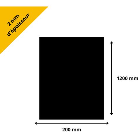 Plaque verre acrylique noir 2 mm - 20 x 120 cm (200 x 1200 mm) - Verre synthétique - Plaque PMMA XT - Plexiglass