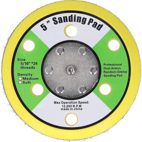 5-Zoll-Schleifteller, 5/16‑24 Klett-PU-Stützteller, pneumatischer Schleifer/Polierer, 12000 U/min