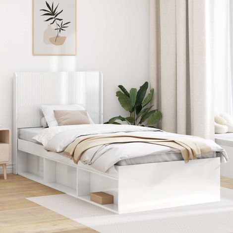 vidaXL Tête de lit Blanc brillant Bois d'ingénierie (1/5)