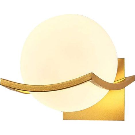 Applique murale ronde en cristal de style nordique, lampe de chevet LED minimaliste moderne avec fond doré, idéale pour le salon, la chambre ou le bureau. (1/5)