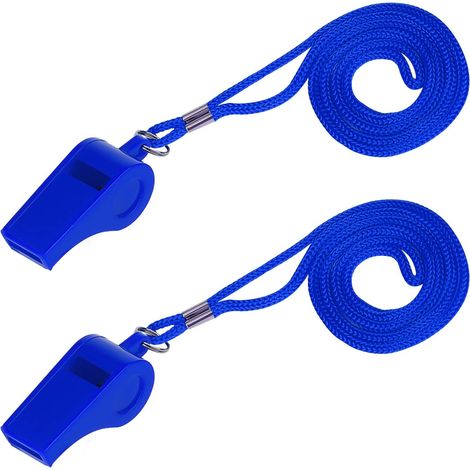 2 Pièces Sifflets Sport, Son Fort ABS Sifflet en Plastique avec Lanière Entraînement Survie Urgence Sports pour Arbitre Entraîneur Enseignant Dressage de Chien (Bleu) (1/5)