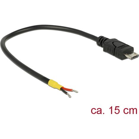 Delock Cable macho USB 2.0 Micro-B 2 hilos abiertos de alimentación de 15 cm Raspberry Pi