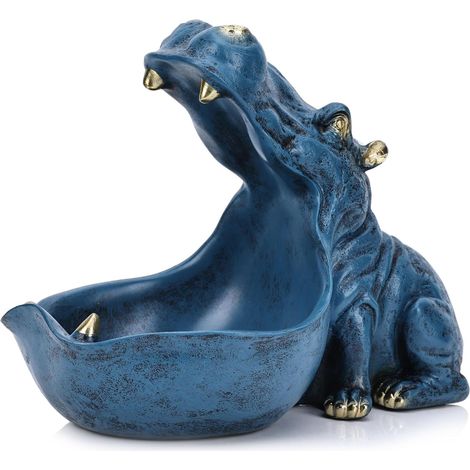 Statue d'hippopotame en résine pour l'entrée, Support Multifonctionnel pour Boucles d'oreilles, Bijoux, Bonbons, idéal pour la décoration de la Maison, l'art Moderne, Le Bureau, Le Support décoratif. (1/5)
