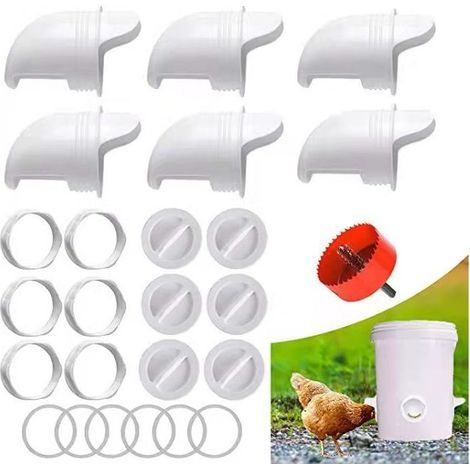 GENERIC-Mangeoire Poules Automatique, Avec 6 Ports Et Scie Cloche, éTanche à la Pluie, Mangeoire à Poulet sans DéChetsConvient aux seaux,  boîtes, auges (1/5)