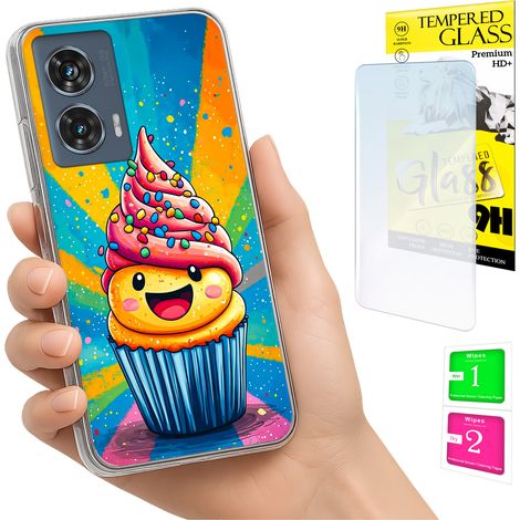 Funda para Motorola Edge 50 Fusion Photo Case Cake Back + cristal 9H (1/5)