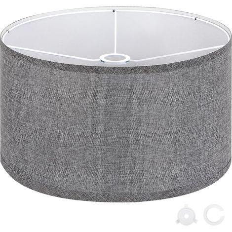 Grey Large Shade for Floor Lamps, 16" x 16" x 9", Easy Assemble, Linen Drum Shape Replacement Shade for Table Lamps and Bedside Lamps (1/5)