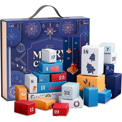 Calendrier de l'Avent à remplir - Calendrier de l'Avent de Noël 24 jours à remplir soi-même, boîtes vides pour calendrier de l'Avent de Noël, décorations de Noël, boîtes cadeaux vides (1/4)
