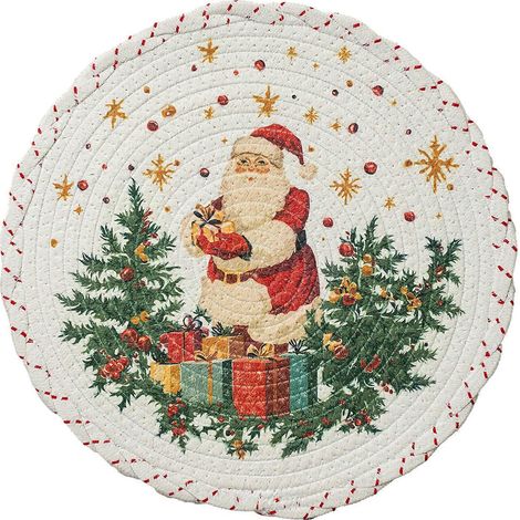 Napperon rond en polyester résistant à la chaleur et imperméable, réutilisable, pour les fêtes de Noël, multicolore (1/5)