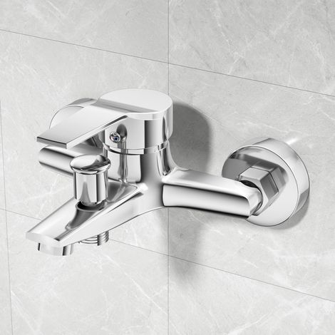 Robinet de baignoire, robinet de baignoire avec raccord G1/2", mitigeur monocommande pour baignoire chromé, robinet de douche H59 en laiton, montage mural en saillie, robinet de salle de bain (1/5)
