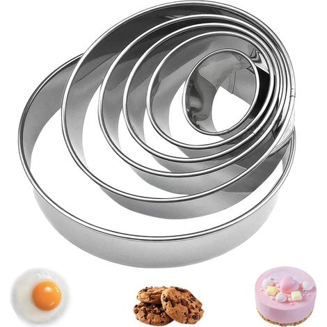 Round Stainless Steel Cookie Cutters, 6 Pieces (1/5)
