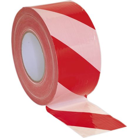 Sealey Hazard Warning Barrier Tape 80mm x 100m Red/White Non-Adhesive BTRW