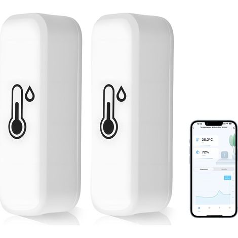 Thermomètre Hygromètre Connecté WiFi et Bluetooth pour Maison,2pcs Compatible avec Tuya/Smart Life,Surveillance à Distance,Alerte Température et Humidité,Double Connexion pour Chambre Bébé (1/5)